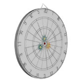 Banaangeel, donkerblauw groen, decoratief dartbord (Voorkant Links)