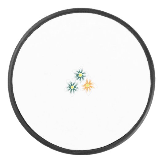 Banaangeel, donkerblauw groen, decoratief hockey puck (Voorkant)