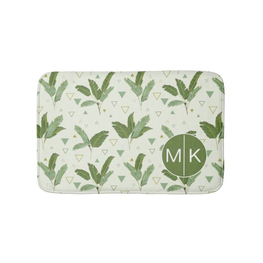 Banaanleder met driehoeken | Monogram Badmat (Voorkant)