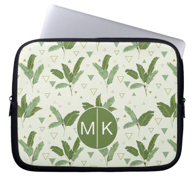 Banaanleder met driehoeken | Monogram Laptop Sleeve (Voorkant)