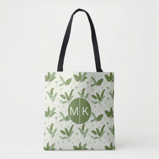 Banaanleder met driehoeken | Monogram Tote Bag (Voorkant)