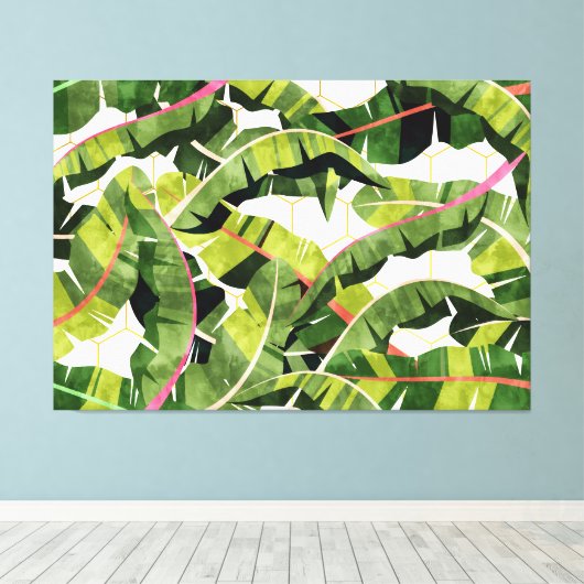 Banaanleder salade met knoflookboter canvas afdruk (Insitu (Houten vloer))