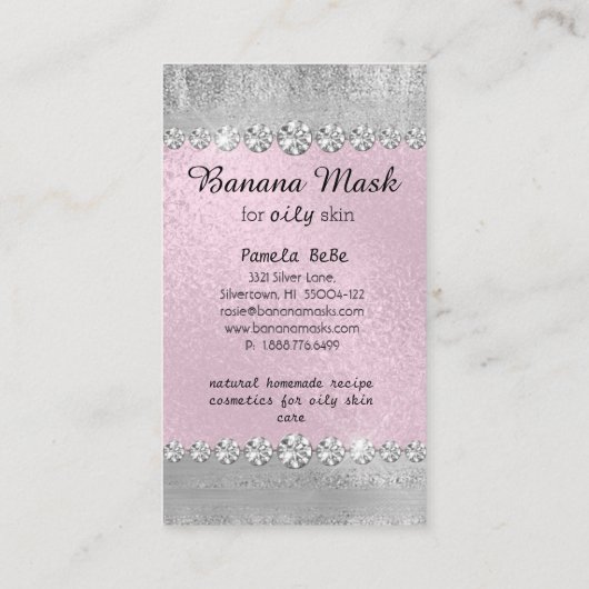 Banaanmaskers Skincare Cream Homemade Spa Recipe O Visitekaartje (Achterkant)