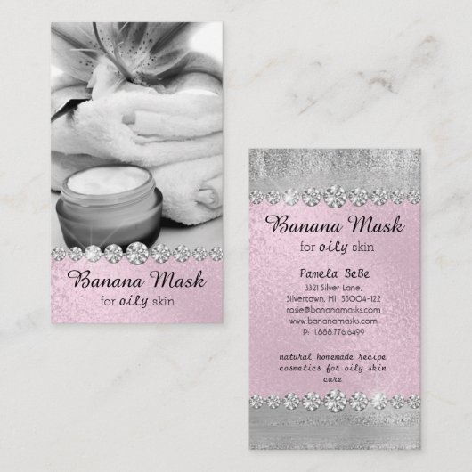 Banaanmaskers Skincare Cream Homemade Spa Recipe O Visitekaartje (Voorkant / Achterkant)