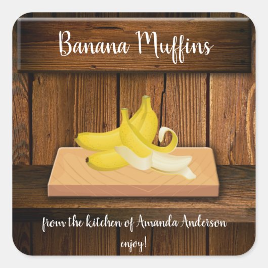 Banaanmuffins Sq Productlabel Vierkante Sticker (Voorkant)