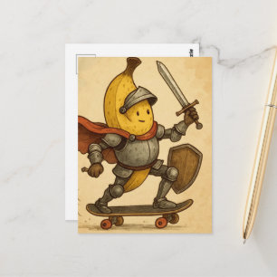 Banaanridder op een Skateboard Whimsy Ansichtkaart Briefkaart