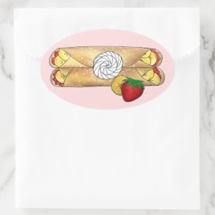 Banana Aardbeien Crêpes French Food Cuisine Crepe Ovale Sticker