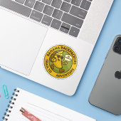 Banana Backpackers Trail naar Avontuur Sticker (Laptop met iPhone)