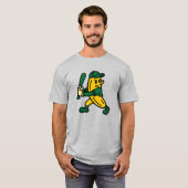 Banana Baseball Speler Cartoon Mascot Fun T-shirt (Voorkant volledig)