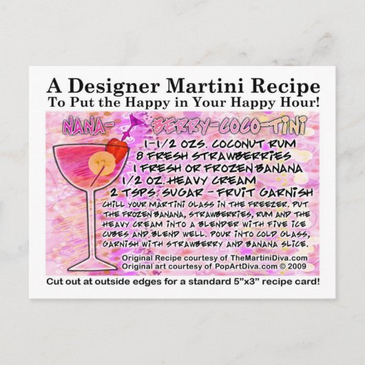 Banana Berry Coconut Smoothie Martini Recept Kaart (Voorkant)