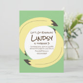 Banana Birthday Party Green Yellow Invitation Kaart (Staand voorkant)