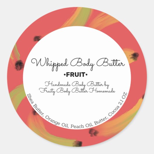 Banana Body Butter Bath Branding Packaging Ronde Sticker (Voorkant)