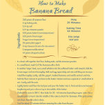Banana Bread Art Recipe Canvas Afdruk<br><div class="desc">Decoreer je keuken met dit mooie en heerlijke bananenbroodrecept op het canvas. Het recept is een keukentest en maakt een smakelijk bananenbrood.</div>