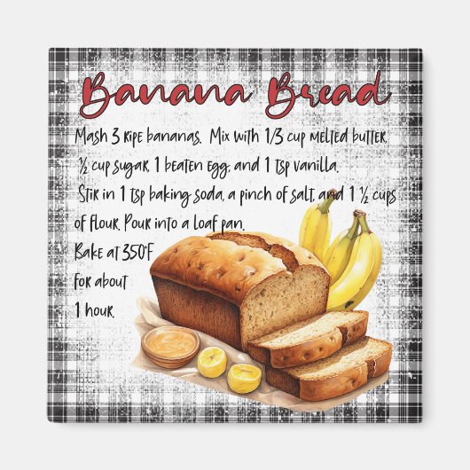 Banana Bread Recipe Magneet (Voorkant)