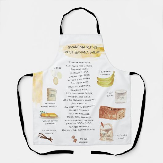 Banana Brood Waterverf Recipe Heirloom Apron Schort (Voorkant)