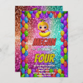 Banana cartoon verjaardagsuitnodiging voor kindere kaart (Voorkant / Achterkant)