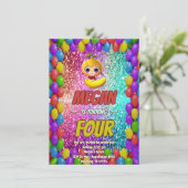 Banana cartoon verjaardagsuitnodiging voor kindere kaart (Staand voorkant)