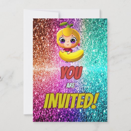 Banana cartoon verjaardagsuitnodiging voor kindere kaart (Achterkant)