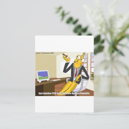 Banana CEO Funny Offbeat Cartoon Collectible Gifts Briefkaart (Staand voorkant)