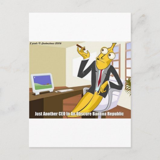 Banana CEO Funny Offbeat Cartoon Collectible Gifts Briefkaart (Voorkant)