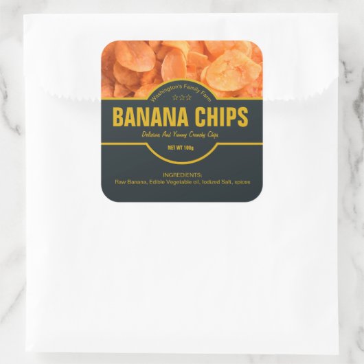 Banana Chips Verpakkingslabel Sticker (Tas)