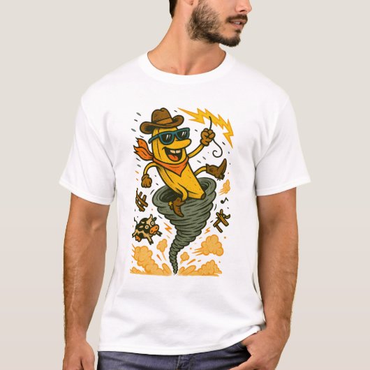 Banana Cowboy Rijden op een Tornado T-shirt (Voorkant)