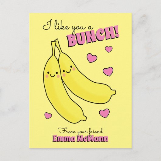 Banana Cute Kinder Classroom Valentijn Card Briefkaart (Voorkant)