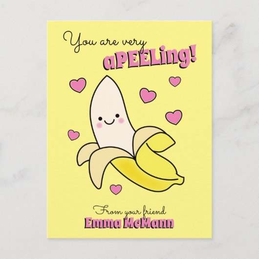 Banana Cute Kinder Classroom Valentijn Card Briefkaart (Voorkant)