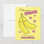 Banana Cute Kinder Valentijnsdag Kawaii Briefkaart (Voorkant / Achterkant)