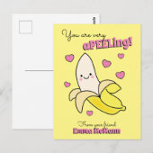 Banana Cute Kinder Valentijnsdag Kawaii Briefkaart (Voorkant / Achterkant)