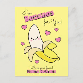 Banana Cute Kinder Valentijnsdag Kawaii Briefkaart