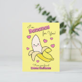 Banana Cute Kinder Valentijnsdag Kawaii Briefkaart (Staand voorkant)