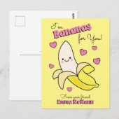 Banana Cute Kinder Valentijnsdag Kawaii Briefkaart (Voorkant / Achterkant)