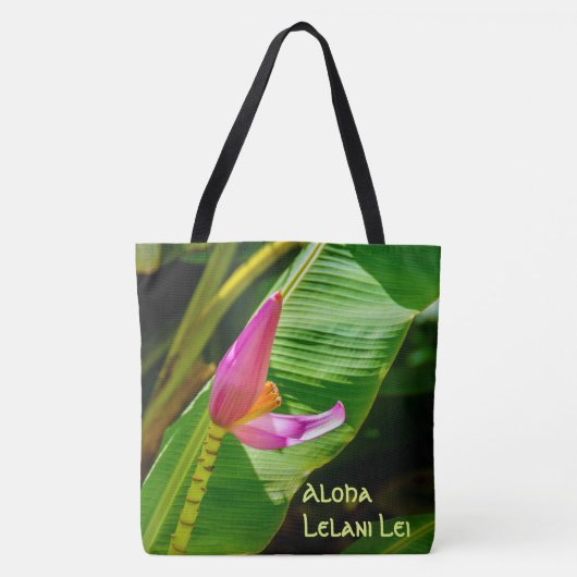 Banana Flower Hawaiian Monogram Beach Bag Tote Bag (Voorkant)