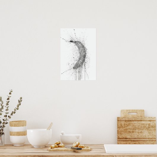 Banana Fruit Grey Poster (Keuken)