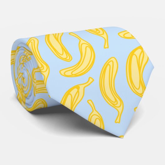 Banana Fruit Yellow Blue Pattern Funny Stropdas (Opgerold)
