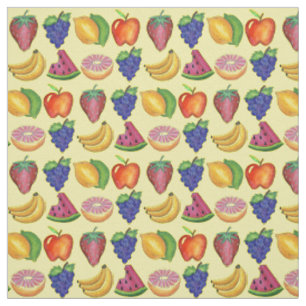 Banana Grape Strawberry Melon Fruits Fabric. Stof