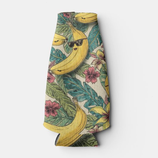 Banana Groove | Funky Dancing Banana Retro Cartoon Flesjeskoeler (Voorkant)