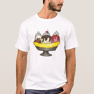 Banana Ice Cream Sundae Split Foodie Junk Food T-shirt