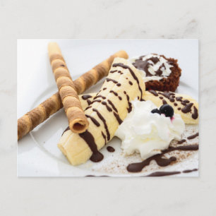 BANANA IJSDESSERT WAFEL POSTCROSSING BRIEFKAART