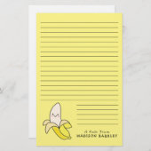 Banana Kind Cute Kawaii Briefpapier (Voorkant / Achterkant)