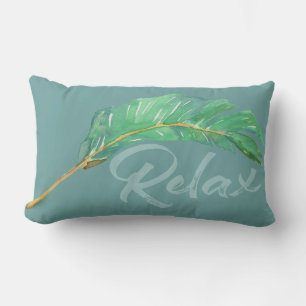 Banana Leaf Blue Green Waterverf Outdoor Buitenkussen