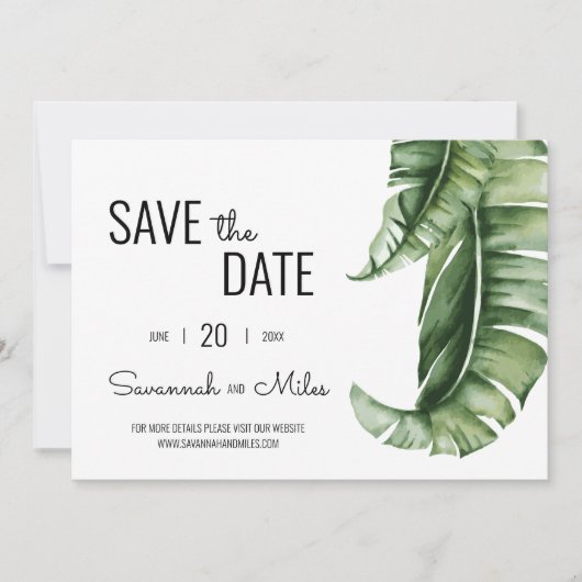 Banana Leaf Landscape Save the Date Invitation Kaart (Voorkant)