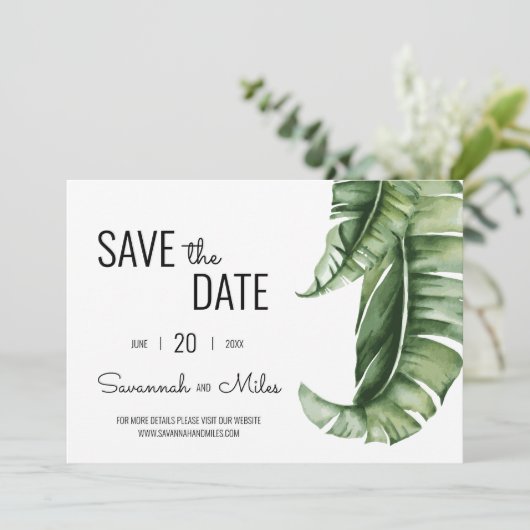 Banana Leaf Landscape Save the Date Invitation Kaart (Staand voorkant)