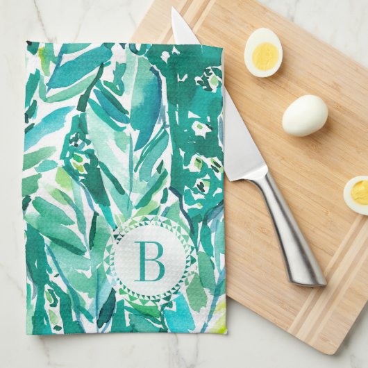 BANANA LEAF OERWOUD Green Tropical Theedoek (Quarter Fold)