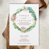 Banana Leaf Wreath Wedding Invitation Kaart