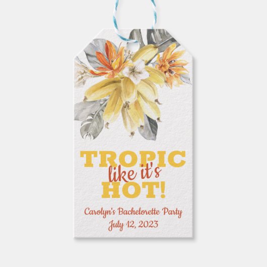 Banana Leaves Tropic lijkt op Hot! Bachelorette Cadeaulabel (Voorkant)