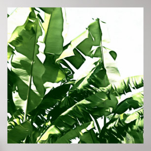 Banana lekt groen zwart-wit schilderen poster