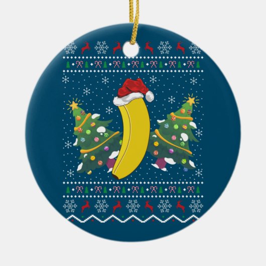 Banana Lover Xmas Gift Ugly Banana Kerstmis Keramisch Ornament (Voorkant)
