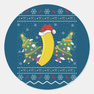 Banana Lover Xmas Gift Ugly Banana Kerstmis Ronde Sticker